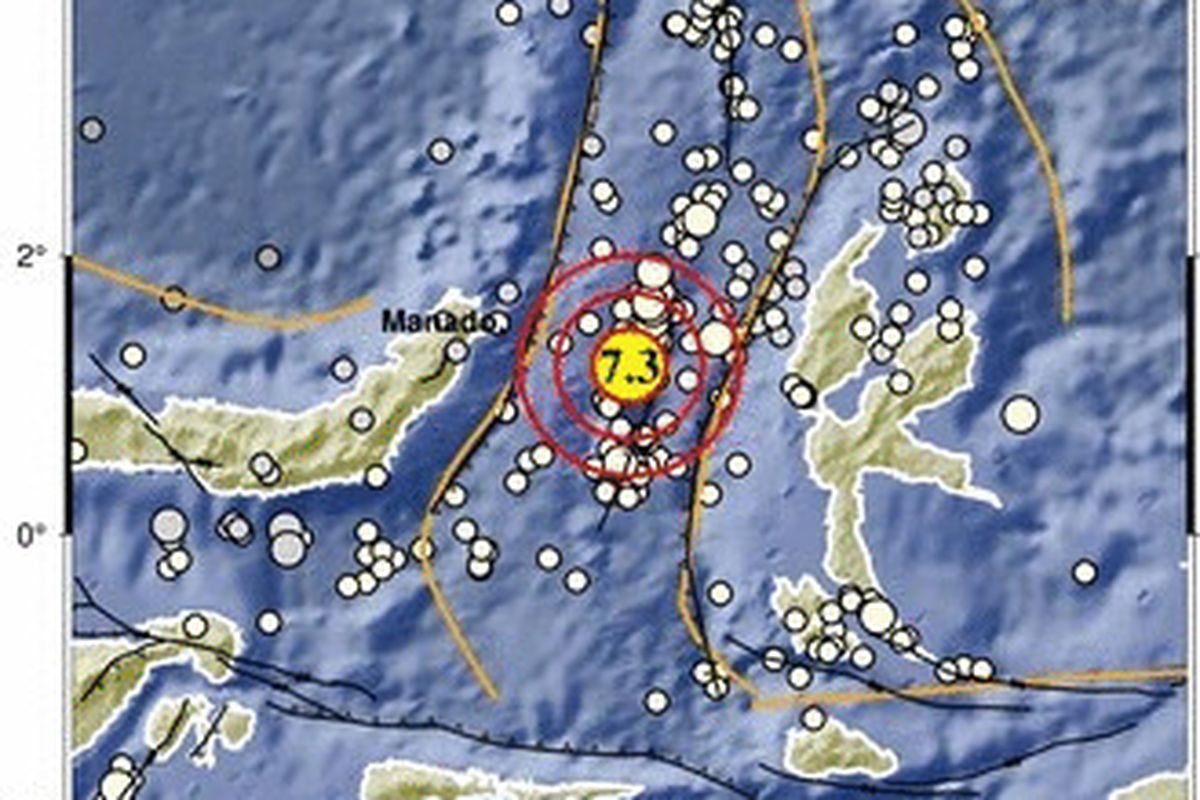 Gempa vulkanik Gunung Awu, Gempa Magnitudo 7,6 Guncang Sulawesi Utara, Terasa Kuat di Manado