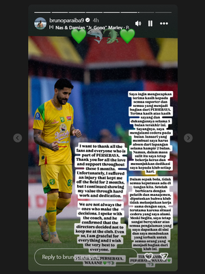 Bruno Paraiba, Persebaya, PSIM Yogyakarta, Bruno Paraiba Sampaikan Salam Perpisahan ke Persebaya Surabaya