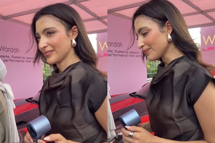 Amna Al Qubaisi, Wardah, Steal the Look: Gaya Edgy Amna Al Qubaisi di Wardah Lip Paddock, Jaket dan rok kulit imitasi, Tiga pilihan atasan dengan detail drape, Sepatu boots kulit, Aksesori model chunky