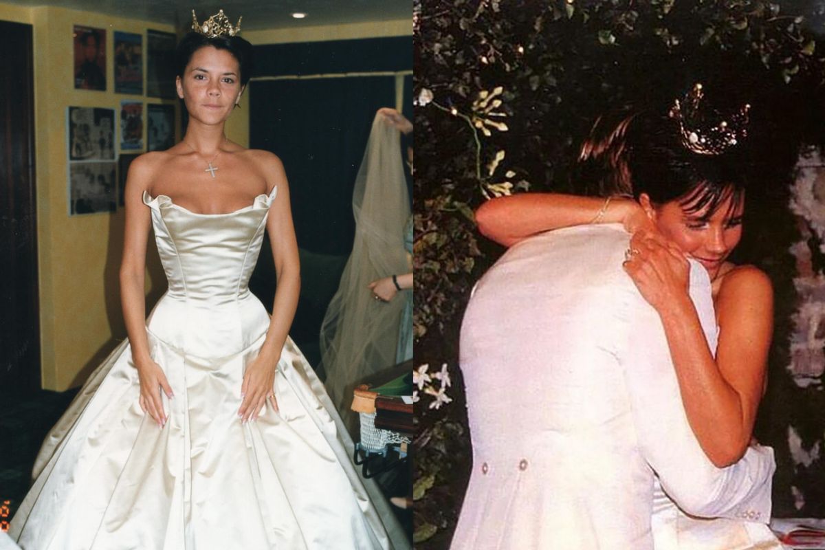 Victoria Beckham, David Beckham, pernikahan Victoria dan David Beckham, gaun pernikahan victoria beckham, Intip Detail Gaun Pernikahan Victoria Beckham yang Ikonik 26 Tahun Lalu
