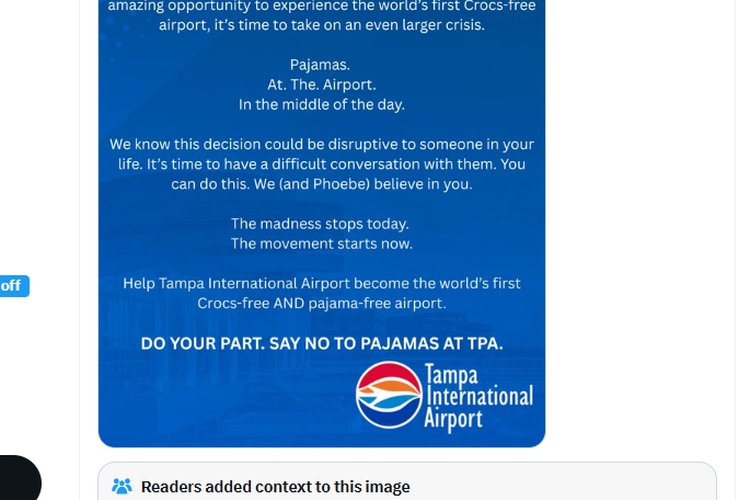 Bandara Internasional Tampa, Heboh Bandara di AS Larang Penumpang Pesawat Pakai Piyama, Ini Faktanya