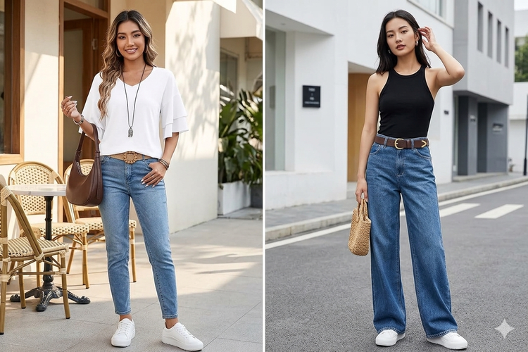 Tips Mix and Match Sepatu Kets Putih untuk Segala Aktivitas, 1. Gaya minimalis yang serasi dengan sentuhan warna netral, 2. Celana jeans dan atasan putih untuk aktivitas harian, 3. Tampil profesional ke kantor dengan gaun polkadot dan kardigan, 4. Sentuhan elegan dan anggun menggunakan jumpsuit hitam