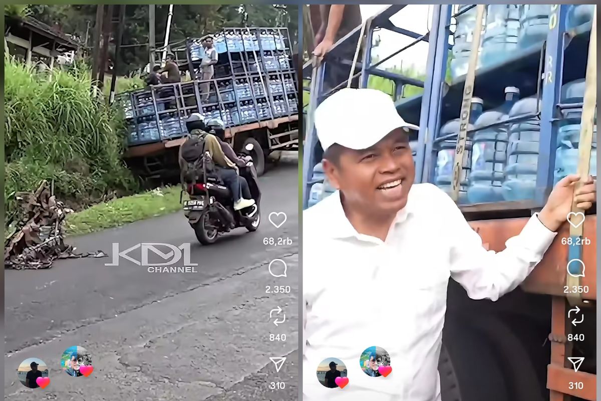 truk ODOL, Dedi Mulyadi, gubernur jawa barat, Truk ODOL, Zero Odol, Truk tua, Ketika Dedi Mulyadi Pergoki Truk Pengangkut Galon Gagal Menanjak