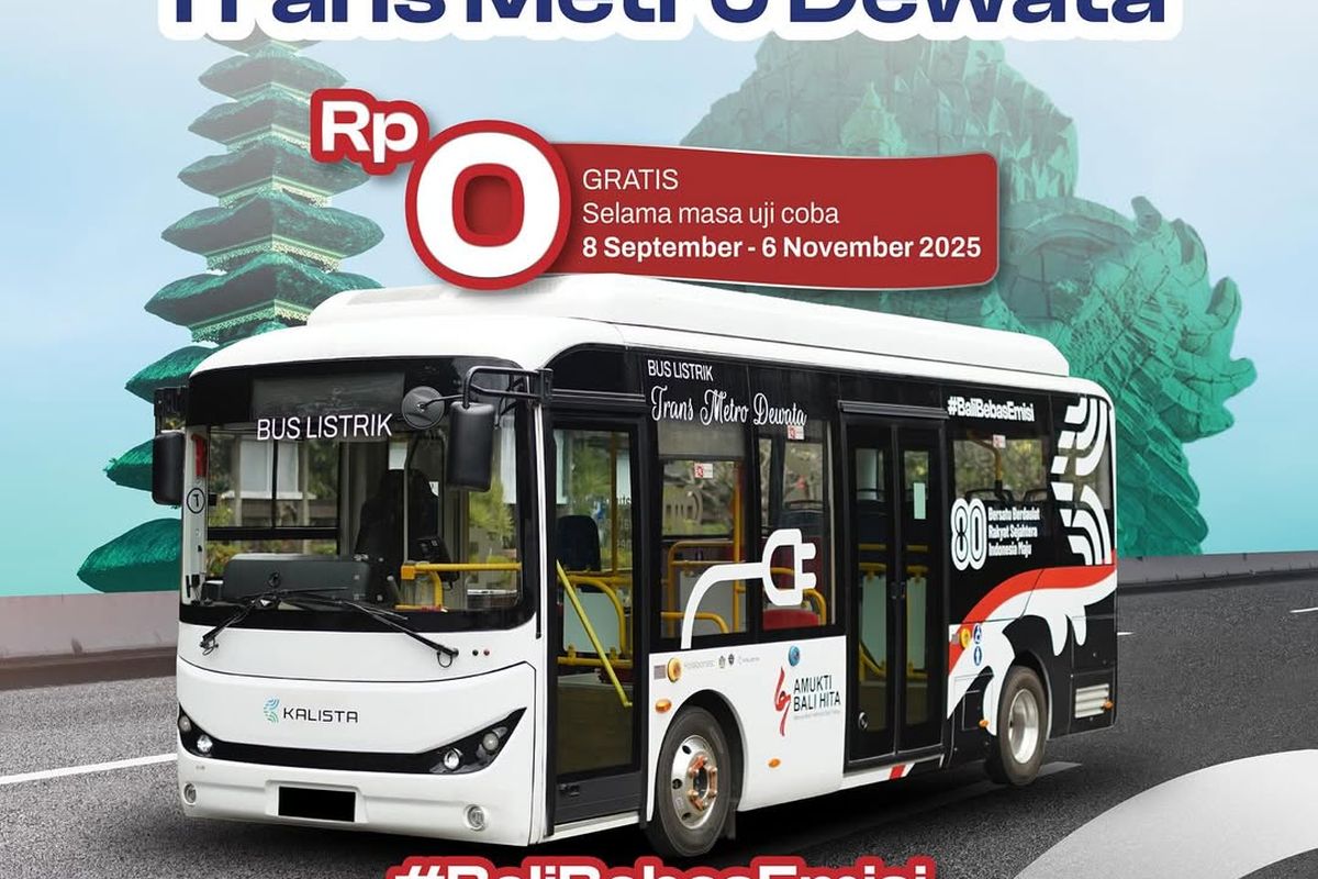 gratis, Bali, bus listrik, Bus Trans Metro Dewata, rute bus, Masih Gratis, Ini Rute Bus Listrik Trans Metro Dewata di Bali