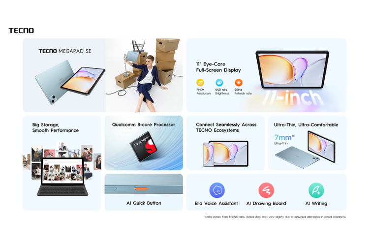 tablet, Tecno, Tecno Megapad SE, Tablet Tecno Megapad SE Resmi di Indonesia, Punya Tombol Khusus AI Harga Rp 2 Jutaan