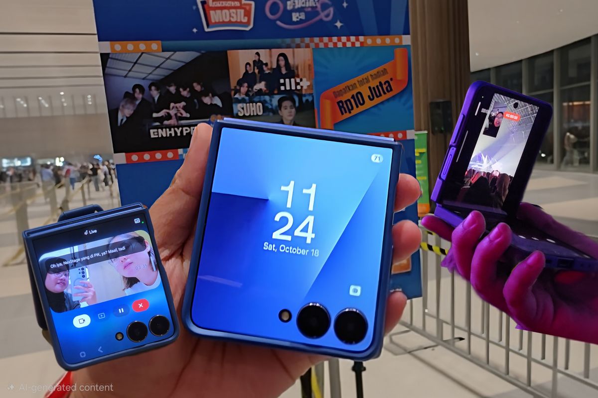 Samsung, gemini, FlexCam, Galaxy Z Flip 7, dual rec, samsung galaxy z flip 7, audio eraser, auto trim, 5 Fitur Canggih Samsung Z Flip 7, Semua Bisa Jadi Kreator Konten, 1. Kamera 50 MP, Pro Video, dan Dual Cam, 2. FlexCam: kamera yang bisa berdiri sendiri, 3. Generative Edit canggih, 4. Audio Eraser dan Auto Trim, 5. Asisten AI Gemini