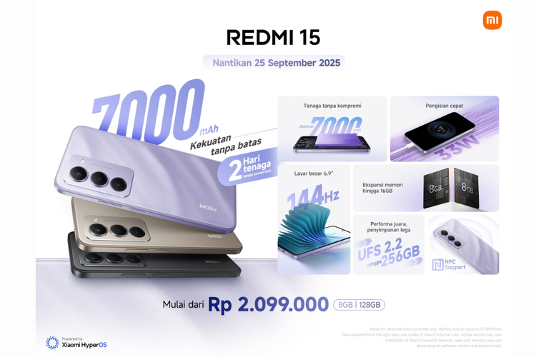Indonesia, Redmi, Redmi 15, spesifikasi Redmi 15, harga Redmi 15, xiaomi Redmi 15, harga xiaomi Redmi 15 indonesia, spesifikasi xiaomi Redmi 15 indonesia, Xiaomi Redmi 15 Resmi di Indonesia, HP Rp 2 Jutaan Baterai 7.000 mAh