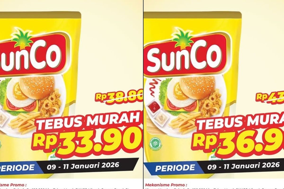 Alfamart, promo Alfamart, Promo Alfamart Hari ini 9 Januari 2026, Tebus Murah Sunco 2 Liter Hanya Rp 36.900, 1. Paling Murah Sejagat (hingga 15 Januari), 2. Tebus Murah Batam, 3. Tebus Murah Jawa, Bali, Kalimantan, Sumatera, Makassar, 4. Carnaval Ice Cream (hingga 15 Januari), 5. Dunia Bunda &amp; Si Kecil (hingga 15 Januari), 6. Baby Foods Fair (hingga 15 Januari), 7. Cemilan Hemat (hingga 15 Januari), 8. Kebutuhan Dapur Bunda (hingga 15 Januari), 9. Tambah Sedikit Dapat Banyak (hingga  15 Januari)