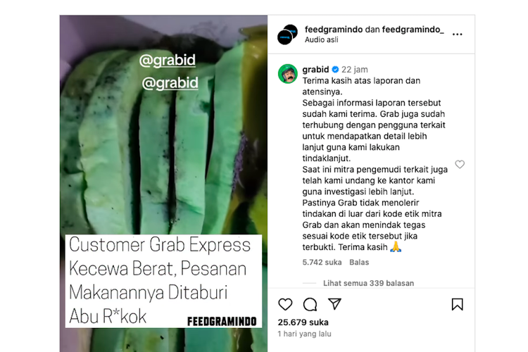 abu rokok di makanan, abu rokok di makanan Grab, makanan Grab, pesan makan Grab, pesanan Grab abu rokok, Abu Rokok Ditemukan di Makanan Pelanggan, Grab Indonesia Lakukan Investigasi