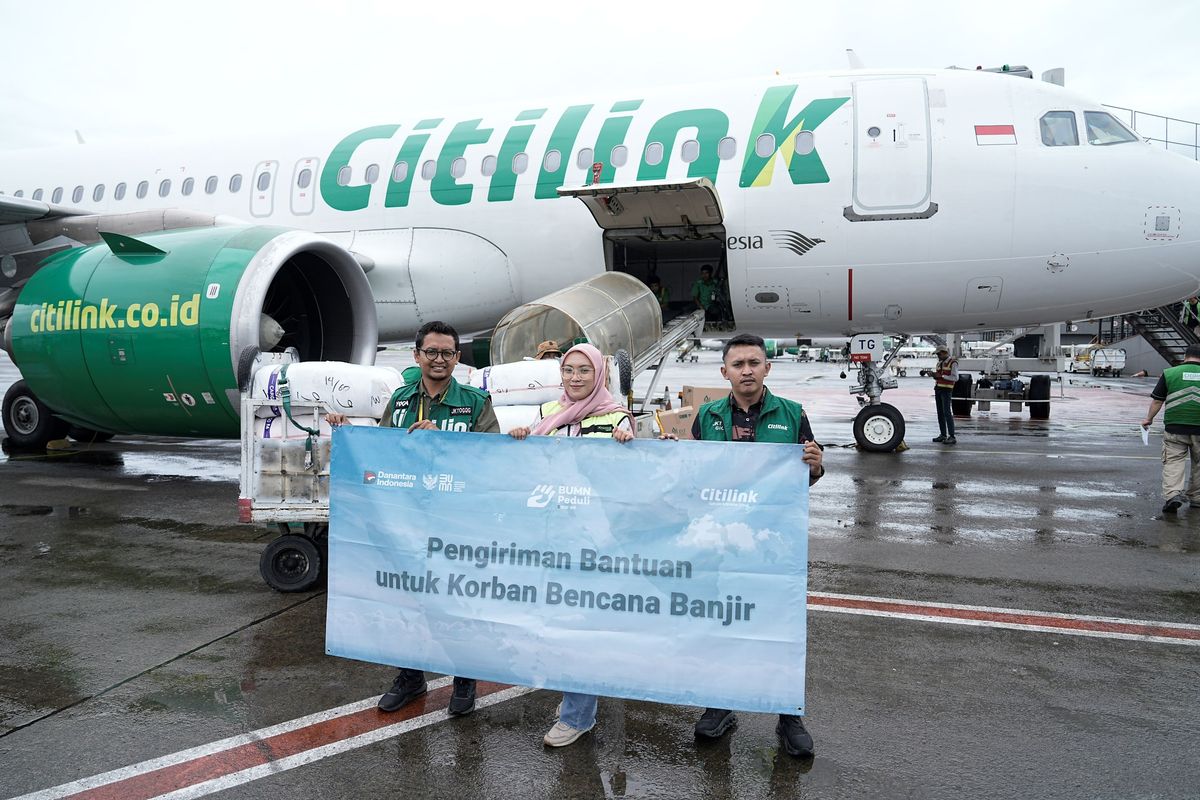 Citilink, Citilink Angkut 13 Ton Bantuan Banjir Sumatera Pakai Airbus A320