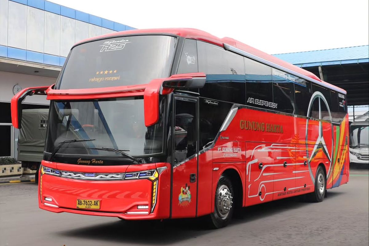 Skylander R25, PO Gunung Harta, Mercedes-Benz, bus baru PO Gunung Harta, bus AKAP, Mercedes-benz, Karoseri New Armada, Bus Baru PO Gunung Harta, Bodi Skylander R25 Berbasis Mercedes-Benz