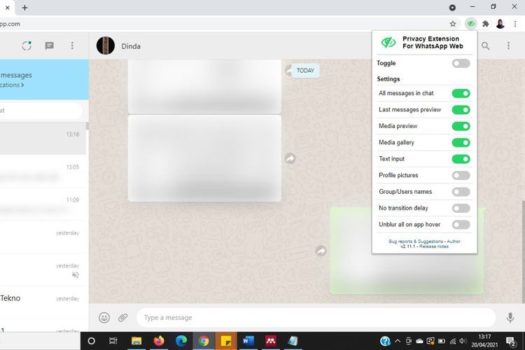 WhatsApp, WhatsApp Web, whatsapp, Cara Membuat WhatsApp Web Blur biar Tidak Bisa Diintip