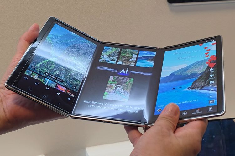 Samsung, Flex G, Computex 2025, Samsung Flex G, Samsung Display, samsung display, hp lipat tiga, computex 2025, Hands-on Eksklusif HP Layar Lipat Tiga Samsung Flex G di Computex 2025
