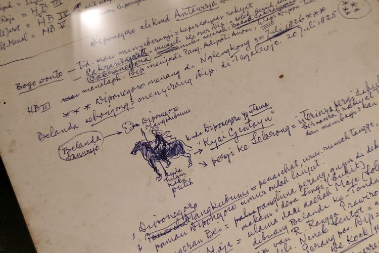 Galeri Nasional Indonesia, Perang Diponegoro, pameran nyala 200 tahun perang diponegoro, pameran nyala diponegoro, pameran nyala galeri nasional, Cerita Lukisan Pangeran Diponegoro Berkuda, Berawal dari Coretan Tinta Biru