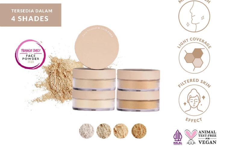 rekomendasi loose powder, rekomendasi bedak tabur, loose powder terbaik, loose powder brand lokal, bedak tabur brand lokal yang bagus, 7 Rekomendasi Loose Powder Berbagai Brand, Harga Mulai Rp 22.500, 1. AZZURA Loose Powder Bedak Tabur, 2. PIXY #Filter_Free Airy Blur Fit Loose Powder, 3. Luxcrime Second Skin Loose Powder, 4. Looke Holy Smooth &amp; Blur Loose Powder Terra, 5. Rosé All Day The Realest Lightweight Loose Powder, 6. BLP Loose Powder, 7. MOP Microblur Translucent Loose Powder
