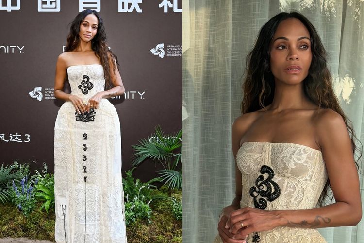 Ragam Outfit Zoe Saldana di World Premiere Avatar: Fire and Ash, Simpel dengan gaun Saint Laurent, Anggun dengan gaun Balmain, Lembut dan feminin dengan gaun Erdem, dengan gaun Chanel