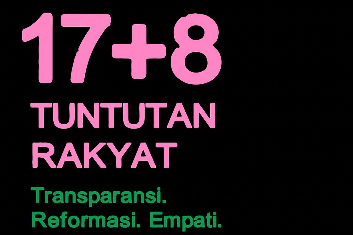 influencer, Andovi da Lopez, Jerome Polin, 17 8 tuntutan adalah, apa itu 17 8 tuntutan, 17 8 tuntutan rakyat, Isi 17+8 Tuntutan Rakyat, Pemerintah-DPR Diberi, Tugas Presiden Prabowo, Tugas Dewan Perwakilan Rakyat, Tugas Ketua Umum Partai Politik, Tugas Kepolisian Republik Indonesia, Tugas TNI (Tentara Nasional Indonesia), Tugas Kementerian Sektor Ekonomi