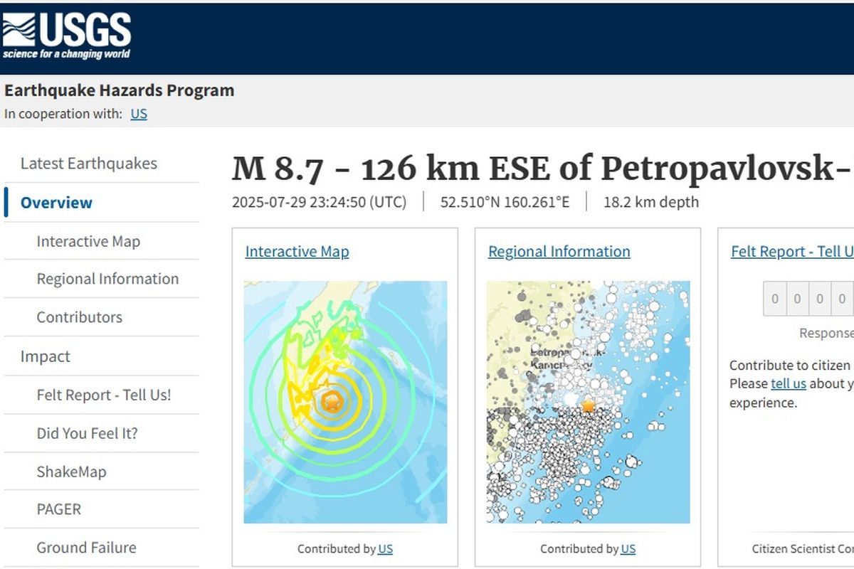 tsunami, Tsunami, gempa rusia, gempa rusia hari ini, Gempa Bumi Rusia, Gempa M 8,7 Guncang Rusia, Picu Alarm Tsunami di Jepang dan Hawaii