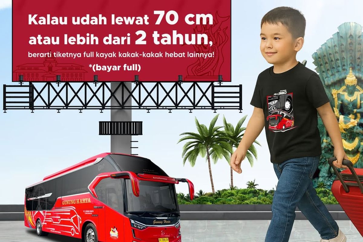 Tiket bus AKAP, anak kecil gratis, kebijakan tiket anak, PO Gunung Harta, Kebijakan Tiket Bus AKAP untuk Anak: Apa Saja Aturannya?