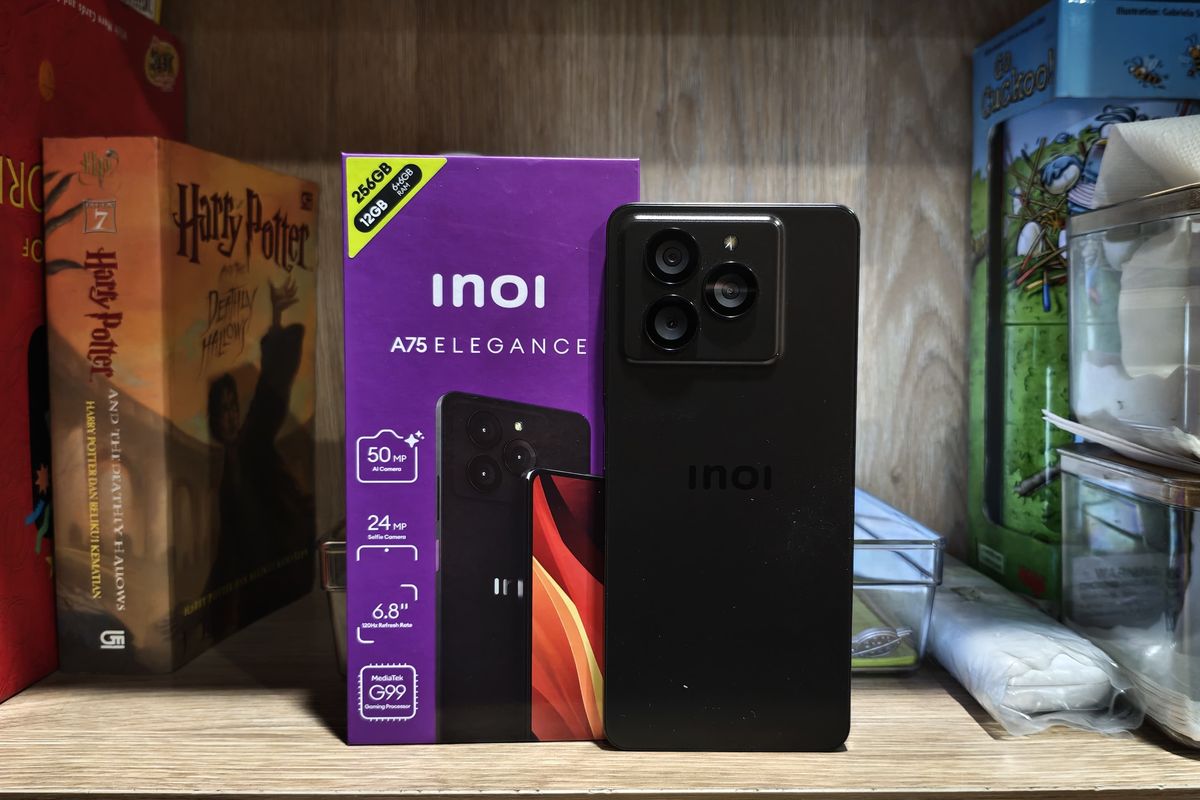 Inoi, Inoi A75 Elegance, unboxing Inoi A75 Elegance, hands on Inoi A75 Elegance, Menjajal Ponsel Inoi A75 Elegance, Harga Rp 2 Jutaan RAM Besar, Kotak kemasan simpel, aksesori lengkap, Berat, namun nyaman digenggam, Layar luas, cukup responsif, Kamera utama AI 50 MP, Performa dan baterai, Konektivitas lengkap, ada NFC, Kesan pengalaman