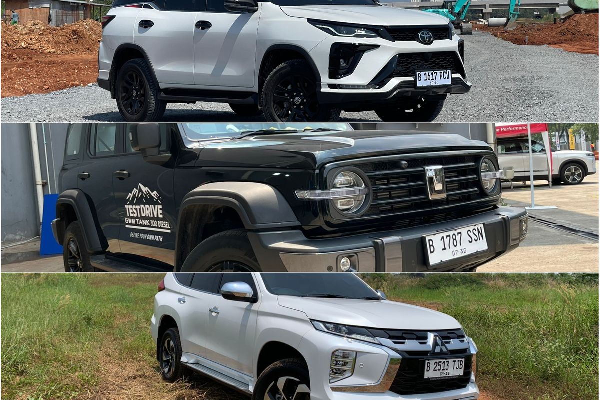 GWM Tank 300, Toyota Fortuner, Mitsubishi Pajero Sport, SUV Diesel, gwm tank 300, GWM Tank 300 vs Toyota Fortuner dan Mitsubishi Pajero Sport, Pasar SUV Ladder Frame Diesel di Indonesia Semakin Ketat, Spesifikasi Menarik GWM Tank 300 Diesel, Dimensi dan Kenyamanan Berkendara, Keunggulan Masing-Masing SUV, Perbandingan Dimensi dan Mesin