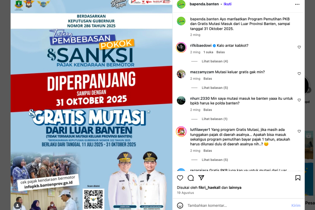 pemutihan pajak kendaraan Banten 2025, pemutihan pajak Banten hingga 31 Oktober, bebas denda pajak kendaraan banten, gratis mutasi kendaraan masuk Banten, penghapusan tunggakan pajak kendaraan banten, lokasi Samsat Banten pemutihan pajak, cara ikut pemutihan pajak kendaraan Banten, program pemutihan pajak kendaraan bermotor Banten, Pemutihan Pajak Kendaraan Banten Hingga 31 Oktober 2025: Bebas Denda hingga Gratis Mutasi Masuk