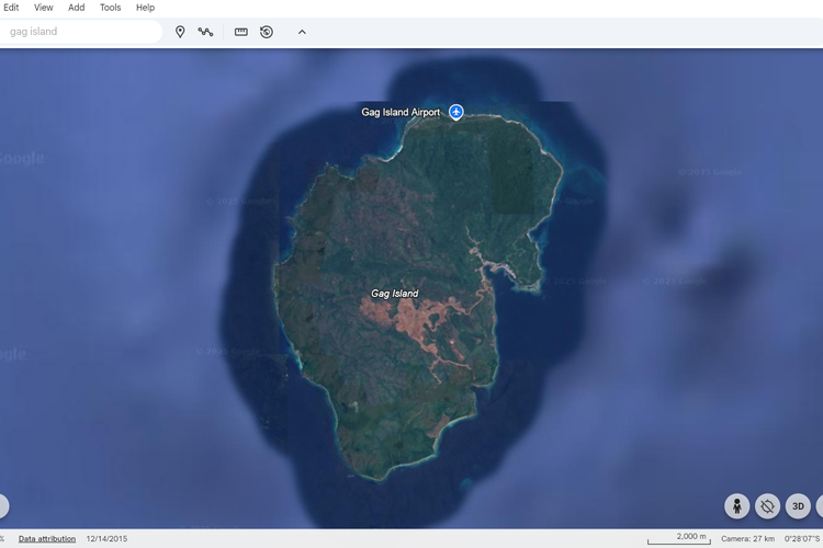 Pulau Gag, Raja Ampat, tambang nikel, Tambang Nikel, Pulau Gag Raja Ampat, Dari Hijau ke Coklat, Citra Satelit Ungkap Perubahan Pulau Gag akibat Tambang Nikel Raja Ampat