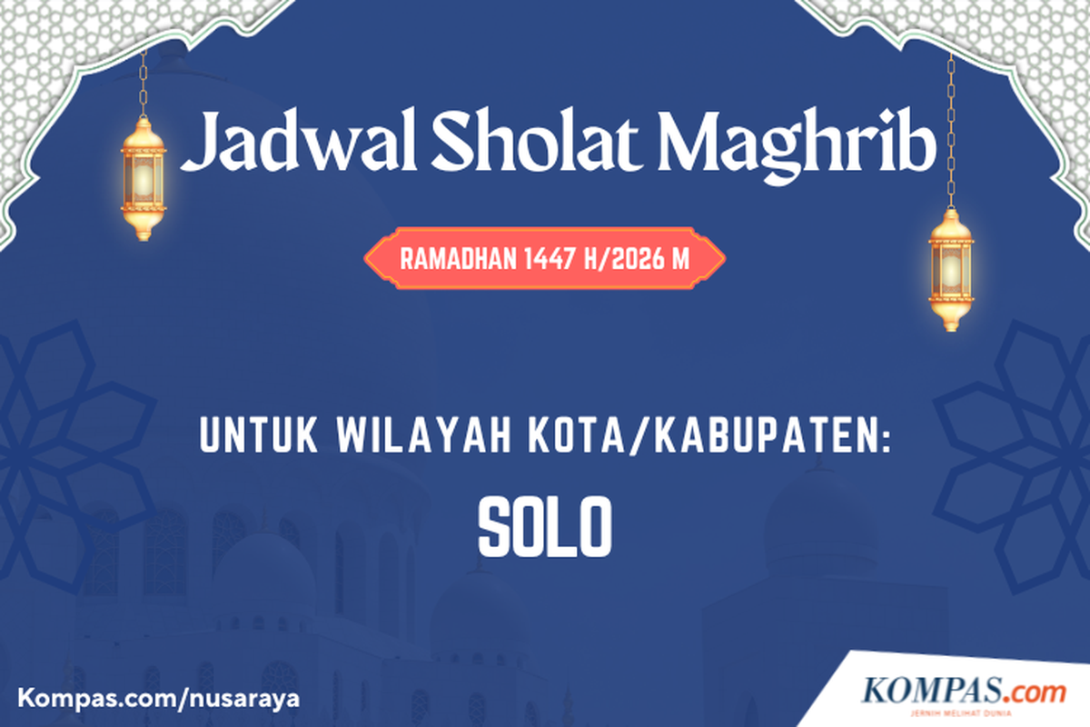 Solo, jadwal shalat Magrib, Jadwal Shalat Maghrib Kota Solo Ramadhan 2026