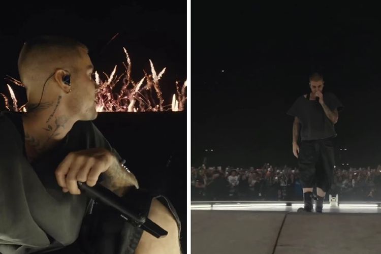Justin Bieber, Coachella, fashion, Coachella 2026, Momen Hailey dan Justin Bieber di Coachella 2026 Jadi Sorotan, Outfit Ini Ternyata Punya Makna, Outfit bukan sekadar gaya, tetapi bentuk dukungan, Momen emosional saat Justin menyebut nama Hailey, Dukungan penuh sejak awal hingga akhir penampilan, Hubungan yang tetap kuat di tengah sorotan publik, Fashion dan emosi bertemu di Coachella 2026