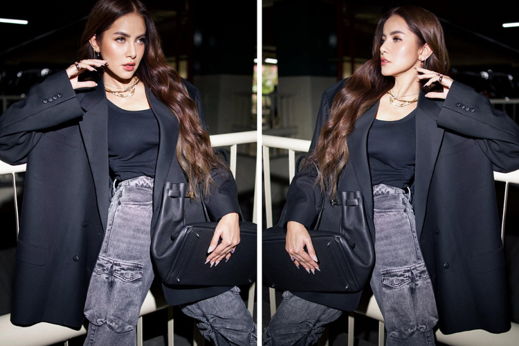 Olla Ramlan, Gaya Olla Ramlan, gaya Olla Ramlan, fashion olla ramlan, busana olla ramlan, gaya busana olla ramlan, gaya olla ramlan, olla ramlan ig, Intip 5 Gaya Olla Ramlan, Modis dan Bold, 1. Padu padan oversized blazer dan celana kargo, 2.  Dibalut jaket bulu, 3. Gaya bling-bling, 4. Tampil glamour dan sporty, 5. Jeans dan blazer