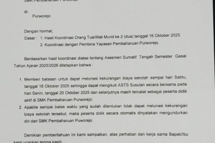 Jawa Tengah, Purworejo, SMK Pembaharuan Purworejo, siswa dilarang ujian, smk di purwokerto, Duduk Perkara Siswa SMK di Purworejo Terancam Dikeluarkan karena Tak Mampu Bayar Uang Sekolah