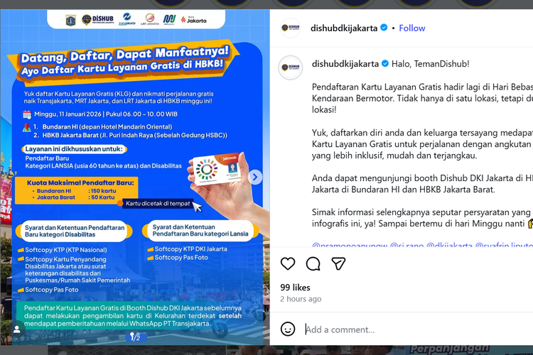 Pendaftaran, Dishub DKI, Pendaftaran Kartu Transportasi Gratis Dibuka di CFD Besok, Ini Lokasinya