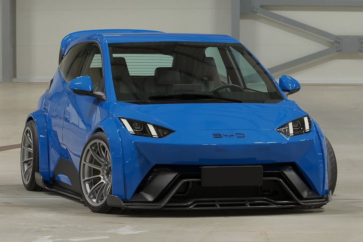 rendering, modifikasi digital, Atto 1, mobil listrik, Referensi Modifikasi, Modifikasi Digital BYD Atto 1, Tampil Agresif Gaya Time Attack