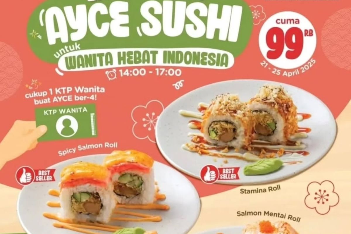 Hari Kartini, promo makanan Hari Kartini, Promo makanan Hari Kartini, promo hari kartini, Hari Kartini 2025, promo makanan hari kartini, promo makanan hari kartini 2025, Promo Makanan Hari Kartini khusus Prempuan, Ada yang Gratis, 1. Abuba Steak, 2. Gokana, 3. Ramen Ya!, 4. Genki Sushi, 5. Bakmi GM, 6. Go! Go! Curry!, 7. Kimukatsu
