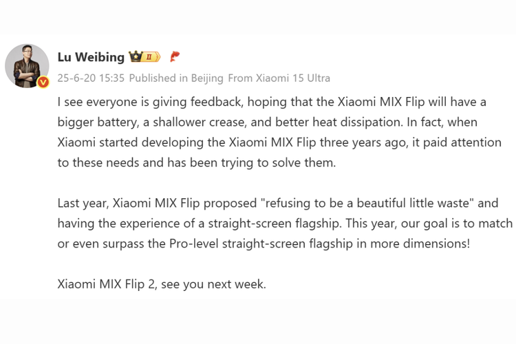 Xiaomi, Xiaomi Mix Flip, HP lipat, HP Lipat Xiaomi Mix Flip 2 Meluncur Pekan Ini, Intip Spesifikasinya
