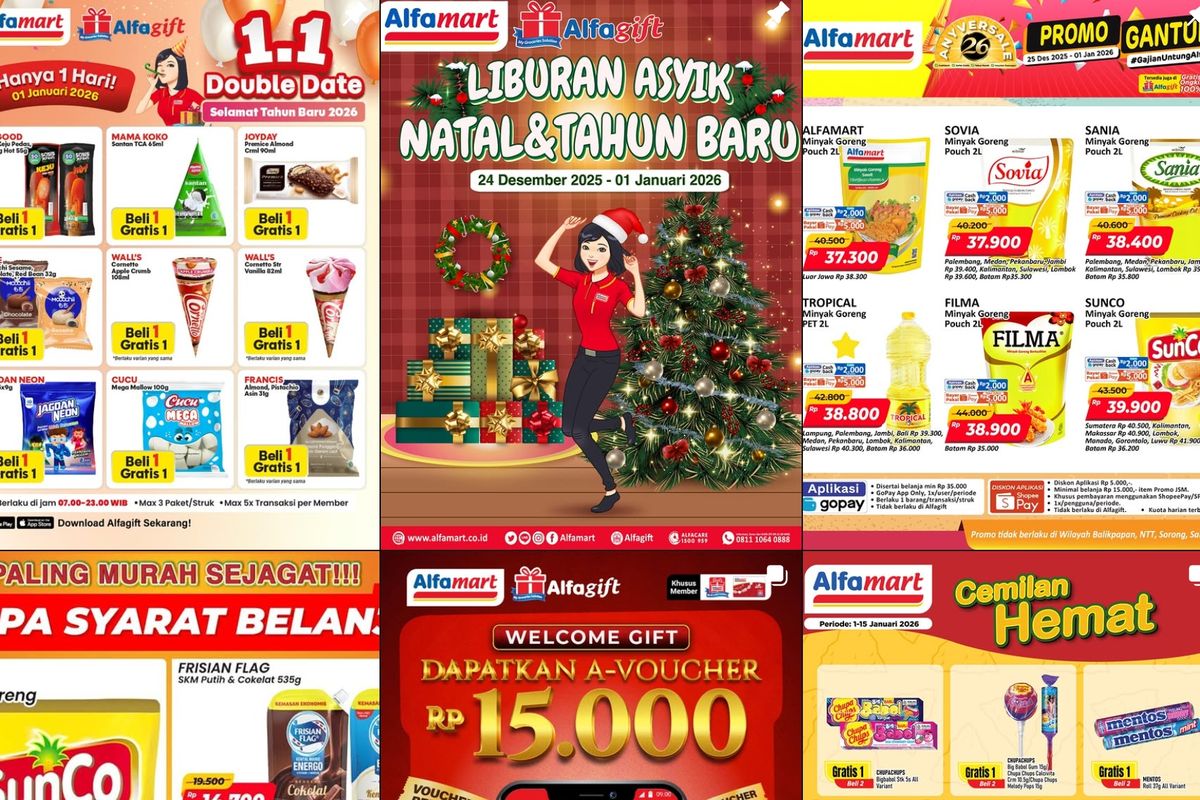 Alfamart, promo Alfamart, Promo Alfamart Hari Ini 4 Januari 2026, Minyak Goreng 2 Liter Rp 36.900, 1. Promo JSM (hari ini terakhir), 2. Paling Murah Sejagat (hingga 8 Januari), 3. Baby Foods Fair (hingga 15 Januari), 4. Cemilan Hemat (hingga 15 Januari), 5. Kebutuhan Dapur Bunda (hingga 15 Januari), 6. Tambah Sedikit Dapat Banyak (hingga  15 Januari)