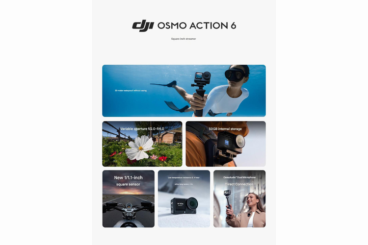 spesifikasi, harga, DJI Osmo Action 6, China, DJI Osmo Action 6 Resmi, Kamera Aksi Rp 7 Jutaan dengan Perekaman 4K 120 Fps