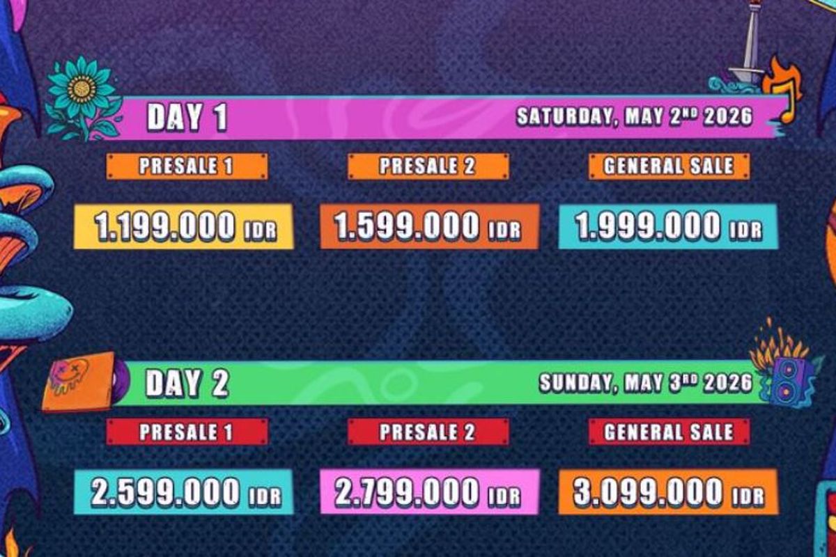 My Chemical Romance, Hammersonic Festival 2026, Hammersonic 2026, tiket konser My Chemical Romance, Hammersonic festival 2026, Harga Tiket Termurah Konser My Chemical Romance di Hammersonic 2026 Rp 2,6 Juta, War Dimulai 9 Juli Pukul 13.00 WIB