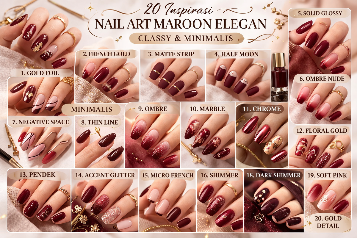 20 Inspirasi Nail Art Maroon Elegan untuk Tampilan Classy, Nail Art Maroon Elegan dengan Aksen Gold, Nail Art Maroon Elegan Minimalis, Nail Art Maroon Elegan dengan Efek Ombre, Nail Art Maroon Elegan untuk Kuku Pendek, Nail Art Maroon Elegan untuk Acara Formal, Tips Memilih Nail Art Maroon agar Terlihat Elegan, Cara Merawat Nail Art Maroon agar Tahan Lama dan Tetap Mengilap