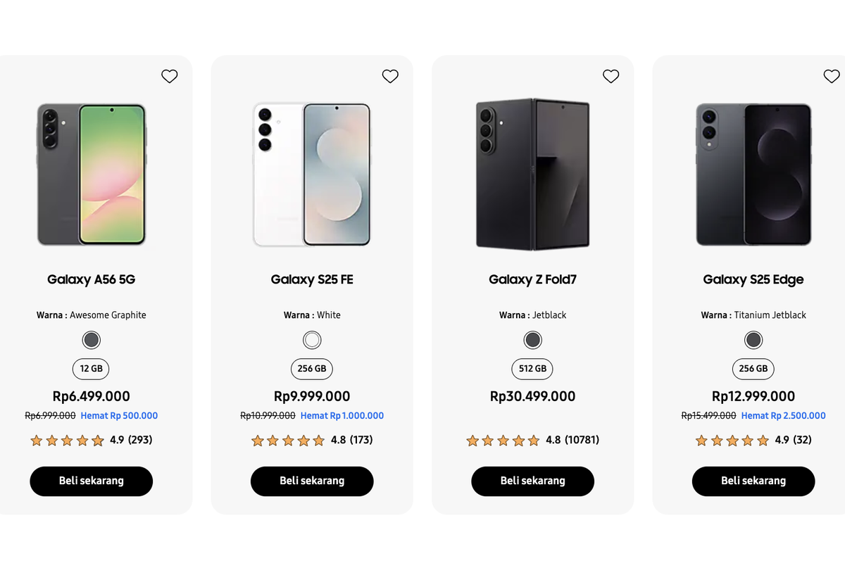 Update Harga HP Samsung Akhir Tahun 21 Desember 2025, Harga Mulai 1,4 Jutaan
