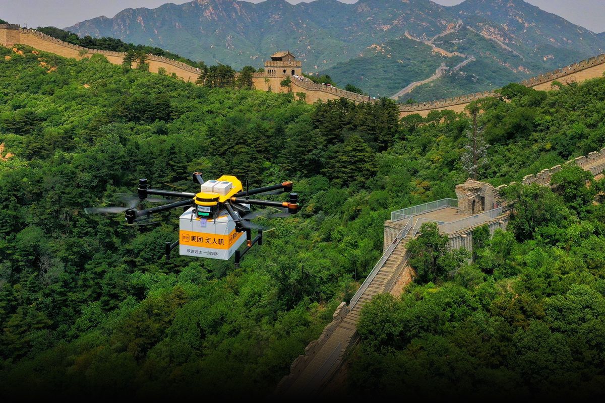 drone, Great Wall, China, Tembok China, Video Viral Drone Antar Makanan ke Tembok Besar China, Ongkir Cuma Rp 10.000