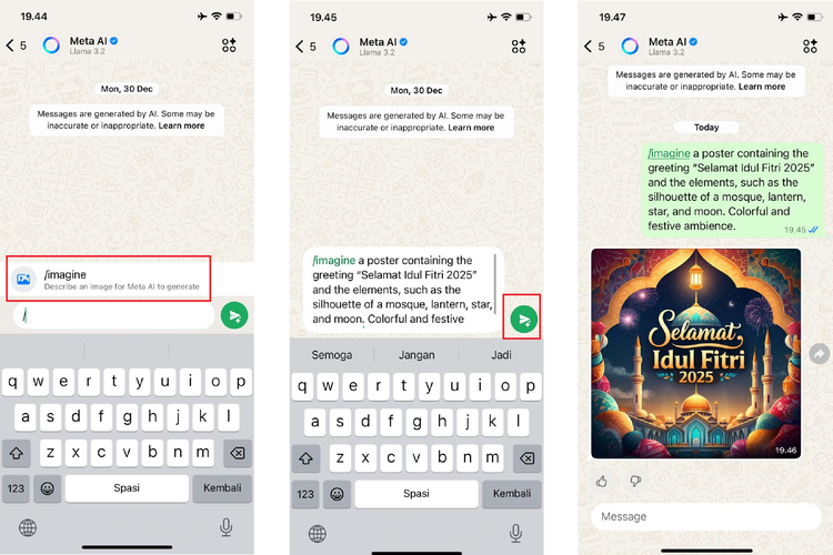 WhatsApp, Meta AI, Lebaran 2025, Idul Fitri 1446 H, selamat Lebaran 2025, Poster Idul Fitri 2025, Poster Lebaran 2025, selamat hari raya Idul Fitri 1446 H, Cara Bikin Poster Idul Fitri 2025 Menarik via Meta AI WhatsApp, Mudah