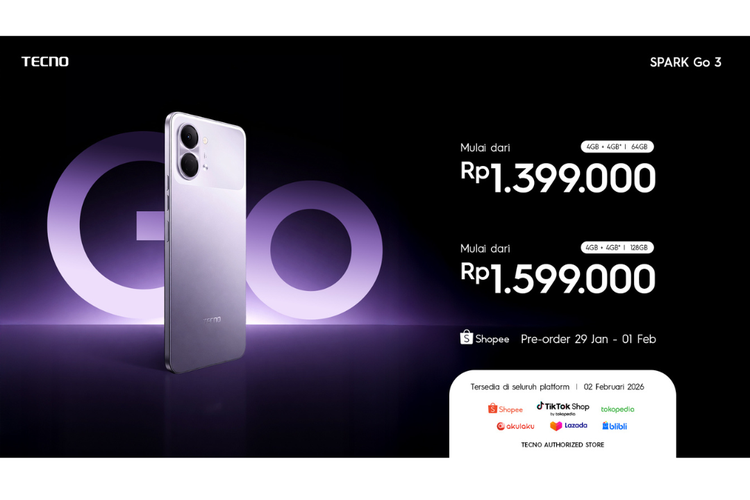Smartphone, Tecno, Tecno Spark Go 3, Tecno Spark Go 3 Resmi di Indonesia, HP Rp 1 Jutaan Bisa 