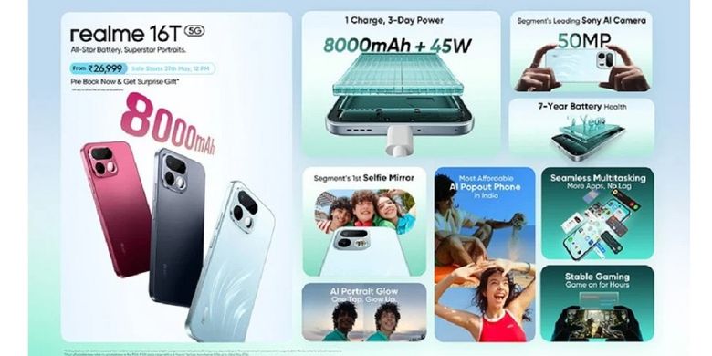 spesifikasi, Realme, Realme 16T, Harga, Realme 16T Resmi, HP Baterai Jumbo dengan Layar 144 Hz