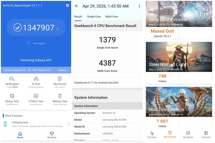 Samsung, game, Genshin Impact, Where Winds Meet, Wuthering Waves, Honkai Star Rail, Neverness to Everness, Galaxy A57 5G, Saya Uji Galaxy A57 5G Main Game Berat 20 GB Lebih, Kuat Sampai Mana?, Where Winds Meet paling berat dijalankan, Wuthering Waves masih playable, tapi belum stabil, Neverness to Everness performa paling fluktuatif, Honkai: Star Rail paling stabil di antara semuanya, Kesimpulan