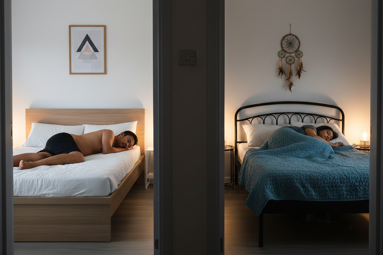 sleep divorce, pisah ranjang, Mengenal Sleep Divorce, Ketika Pasutri Pisah Ranjang demi Kualitas Tidur Lebih Baik, Manfaat sleep divorce, Sisi negatif sleep divorce, Apakah sleep divorce tepat untukmu?, Cara membicarakannya dengan pasangan