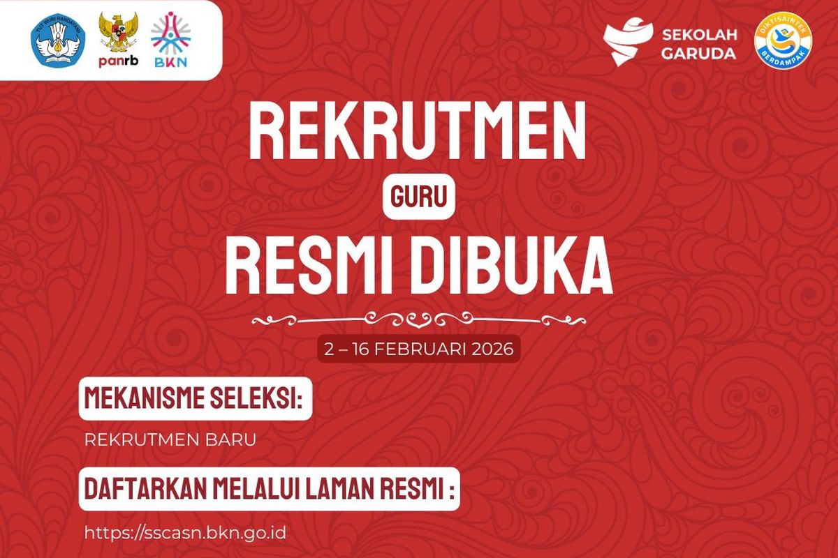 Kemdiktisaintek, PPPK, Sekolah Garuda, SMA Unggul Garuda, Guru, PPPK Sekolah Garuda, guru PPPK, PPPK Sekolah Garuda 2026, Seleksi Guru PPPK Sekolah Garuda 2026 Dibuka, Simak Formasi dan Syaratnya
