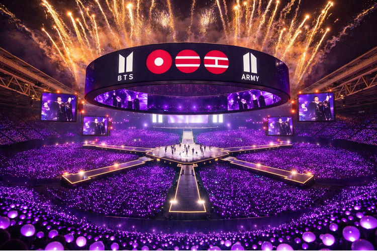 konser, ChatGPT, konser BTS, world tour BTS, Army Penasaran Panggung 360 Derajat Konser BTS, Saya Minta ChatGPT Buat Fotonya