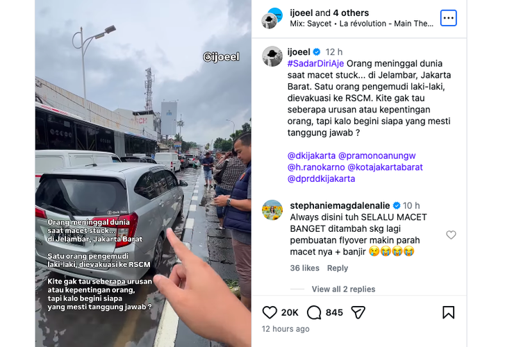 Mobil, meninggal, Grogol, macet, banjir, Pengemudi Sigra Meninggal di Tengah Macet Banjir Grogol