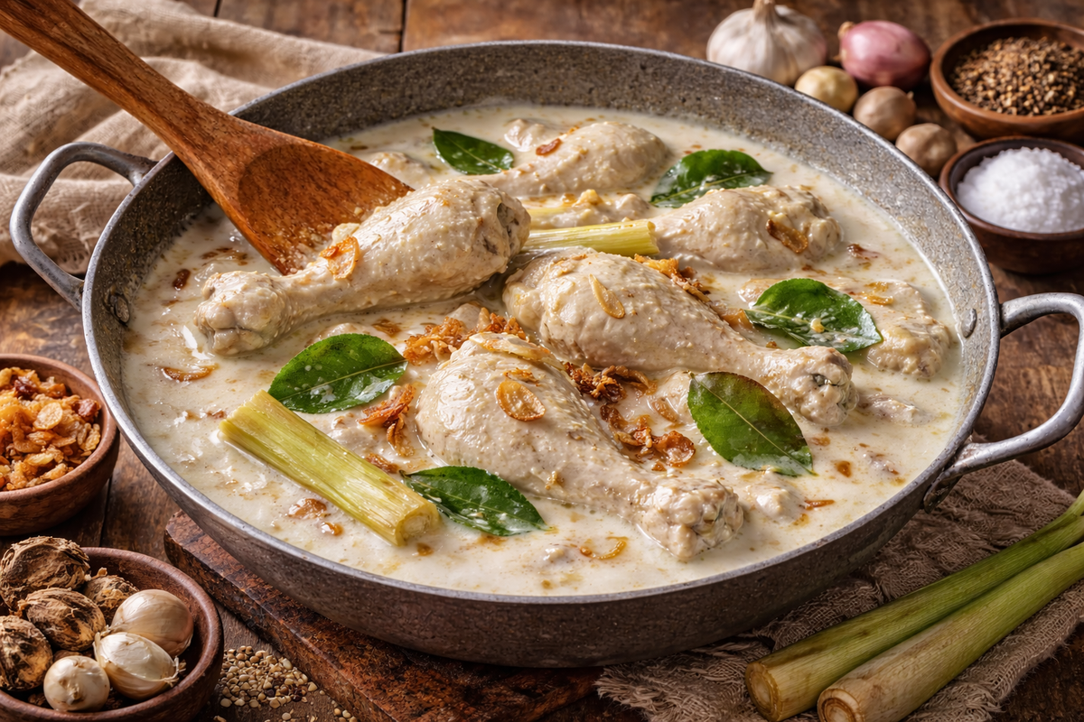 Resep, opor ayam, Resep Opor Ayam Kuah Putih, Dijamin Lebih Creamy dan Kaya Rasa